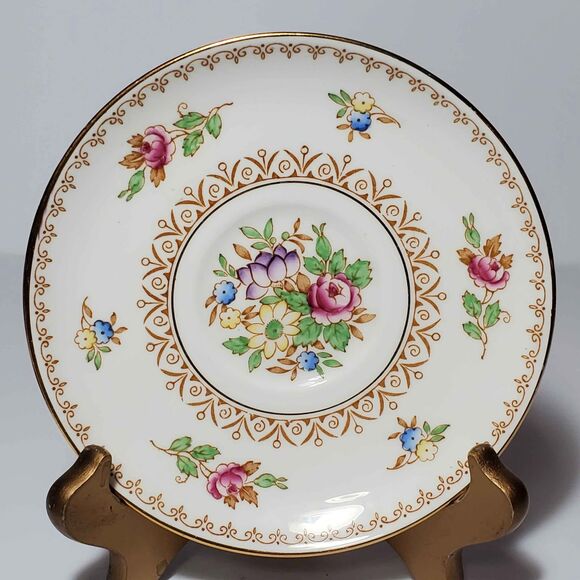 Royal Chelsea Teacup and Saucer Pink Yellow Purple Flowers Bone China Vintage - Picture 6 of 10